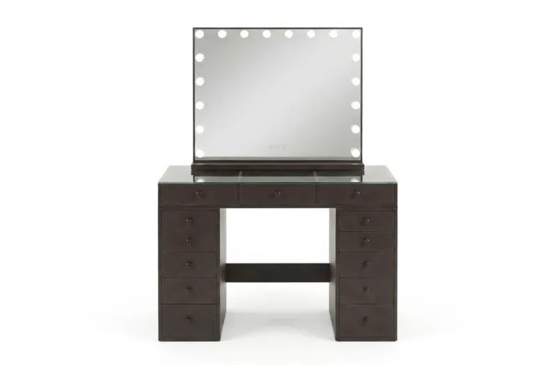Glow Sminkbord 120 cm med Glow Sminkspegel 80 cm, Brun