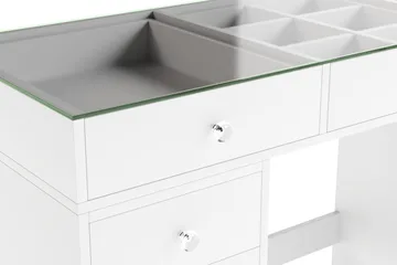 Glow Stort sminkbord med glasskiva - Förvaring med lådor och fack  120 cm - Vit - Möbler - Bord & matgrupper - Sminkbord & toalettbord