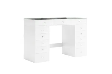 Glow Stort sminkbord med glasskiva - Förvaring med lådor och fack  120 cm - Vit - Möbler - Bord & matgrupper - Sminkbord & toalettbord
