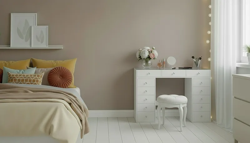 Glow Stort sminkbord med glasskiva - Förvaring med lådor och fack  120 cm - Vit - Möbler - Bord & matgrupper - Sminkbord & toalettbord