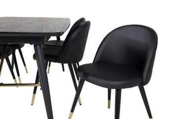Gold Matbord 180 cm Förlängningsbart med 6 Velvet Deluxe Matstol - Möbler - Bord & matgrupper - Matgrupper