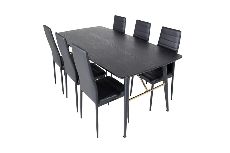 Gold Matgrupp Förlängningsbar 180-220 cm Rektangulär med 6 Slim stolar - Möbler - Bord & matgrupper - Matgrupper