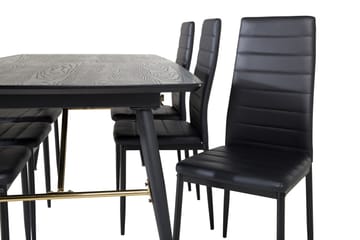 Gold Matgrupp Förlängningsbar 180-220 cm Rektangulär med 6 Slim stolar - Möbler - Bord & matgrupper - Matgrupper