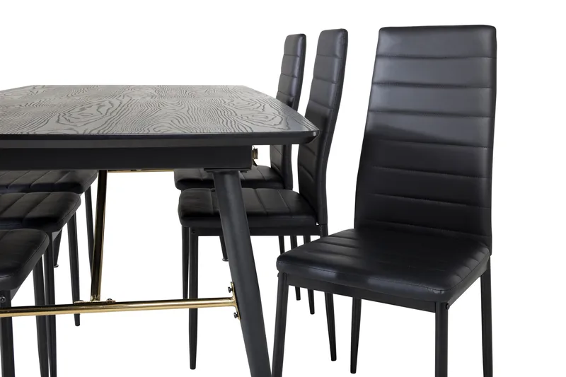 Gold Matgrupp Förlängningsbar 180-220 cm Rektangulär med 6 Slim stolar - Möbler - Bord & matgrupper - Matgrupper
