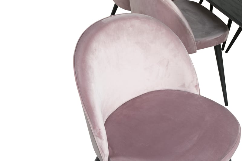 Gold Matgrupp Förlängningsbar 180-220 cm Rektangulär med 6 Velvet stolar - Svart - Möbler - Bord & matgrupper - Matgrupper