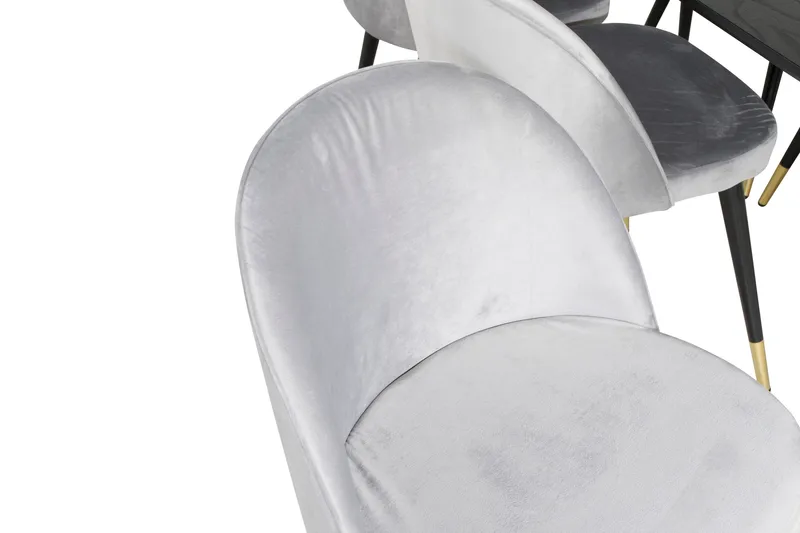 Gold Matgrupp Förlängningsbar 180-220 cm Rektangulär med 6 Velvet stolar - Svart/Guld - Möbler - Bord & matgrupper - Matgrupper