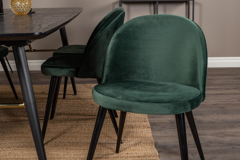 Gold Matgrupp Förlängningsbar 180-220 cm Rektangulär med 6 Velvet stolar - Möbler - Bord & matgrupper - Matgrupper