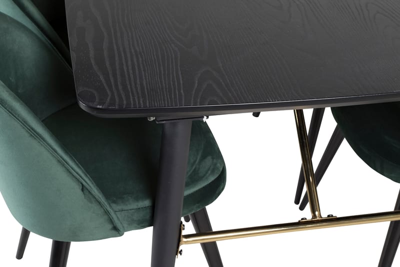 Gold Matgrupp Förlängningsbar 180-220 cm Rektangulär med 6 Velvet stolar - Möbler - Bord & matgrupper - Matgrupper