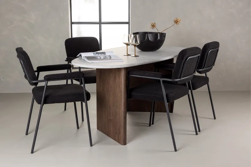 Grönvik Matgrupp 180 cm Oval med 4 Yesterday Stolar - Mocca - Möbler - Bord & matgrupper - Matgrupper