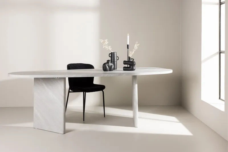 Grönvik Stort Asymmetriskt Matbord 220 cm i Trä med Marmorutseende - Ljusgrå - Möbler - Bord & matgrupper - Matbord & köksbord