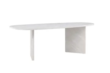 Grönvik Stort Asymmetriskt Matbord 220 cm i Trä med Marmorutseende - Ljusgrå - Möbler - Bord & matgrupper - Matbord & köksbord