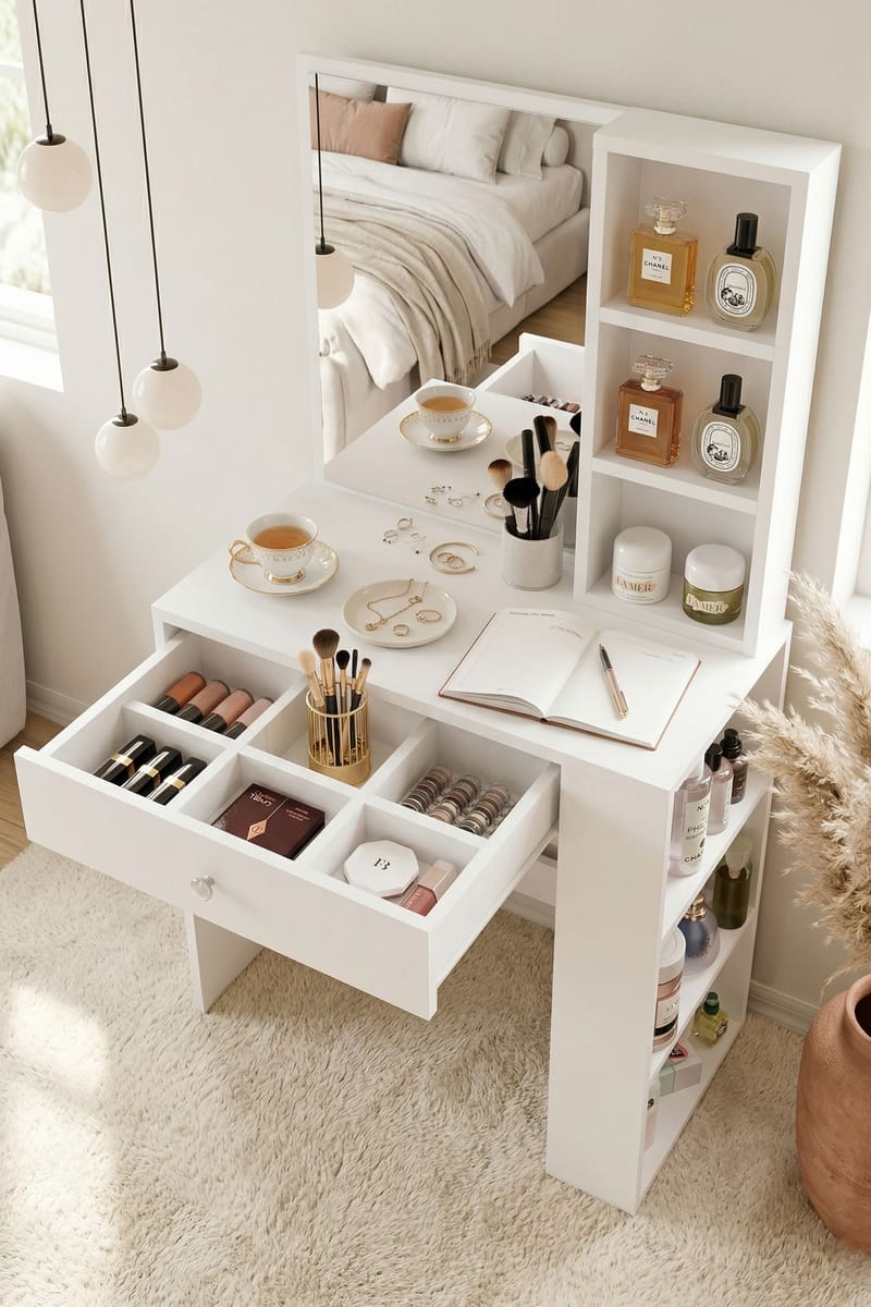 Gravo Sminkbord 69,4x135x40 cm - Vit - Möbler - Bord & matgrupper - Sminkbord & toalettbord