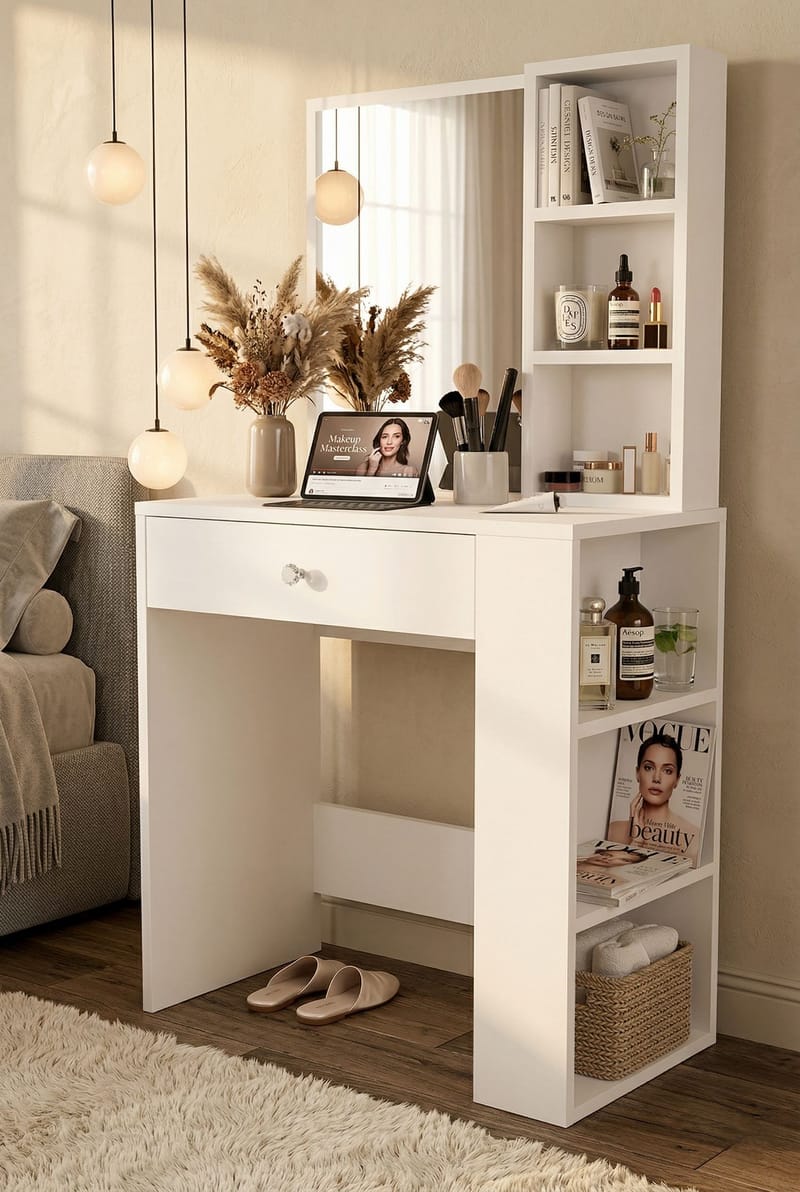Gravo Sminkbord 69,4x135x40 cm - Vit - Möbler - Bord & matgrupper - Sminkbord & toalettbord