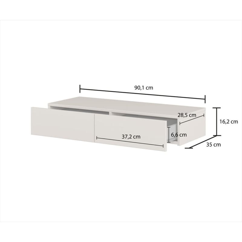 Hängande Sminkbord Jukon S med 2 Lådor + Spegel Ø80 cm - Möbler - Bord & matgrupper - Sminkbord & toalettbord
