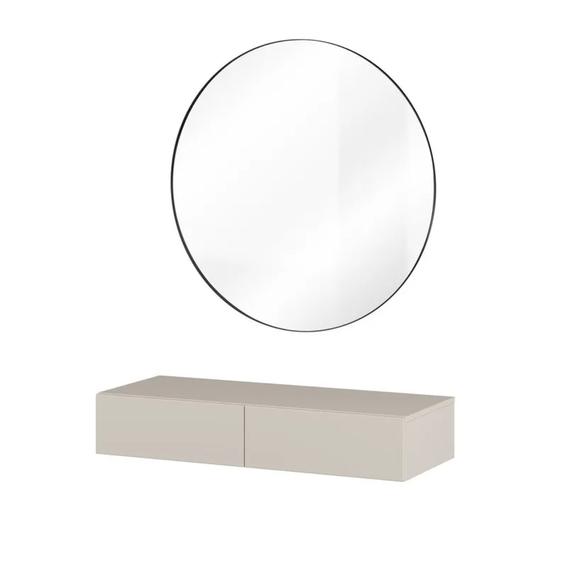 Hängande Sminkbord Jukon S med 2 Lådor + Spegel Ø80 cm, undefined