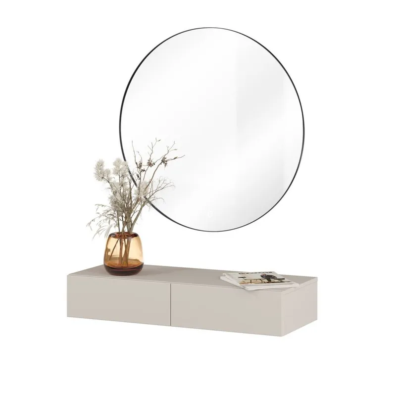 Hängande Sminkbord Jukon S med 2 Lådor + Spegel Ø80 cm - Möbler - Bord & matgrupper - Sminkbord & toalettbord
