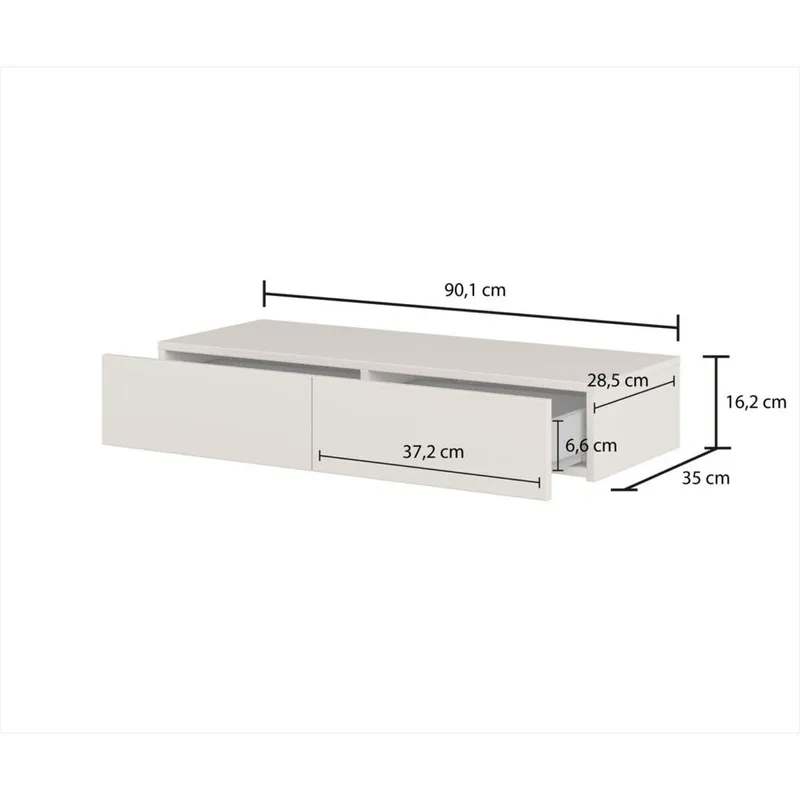 Hängande Sminkbord Jukon S med 2 Lådor + Spegel Ø80 cm - Möbler - Bord & matgrupper - Sminkbord & toalettbord