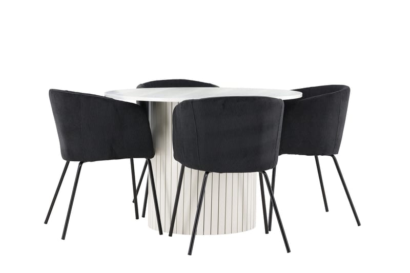 Härön Matgrupp 110 cm Rund med 4 Berit stolar - Vit/Svart - Möbler - Bord & matgrupper - Matgrupper