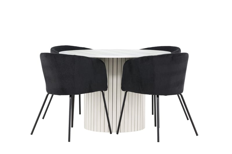 Härön Matgrupp 110 cm Rund med 4 Berit stolar - Vit/Svart - Möbler - Bord & matgrupper - Matgrupper