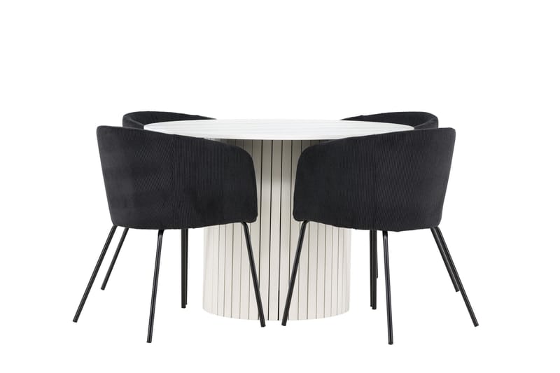 Härön Matgrupp 110 cm Rund med 4 Berit stolar - Vit/Svart - Möbler - Bord & matgrupper - Matgrupper