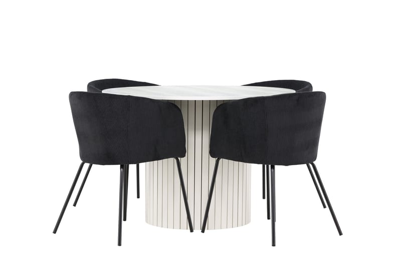 Härön Matgrupp 110 cm Rund med 4 Berit stolar - Vit/Svart - Möbler - Bord & matgrupper - Matgrupper