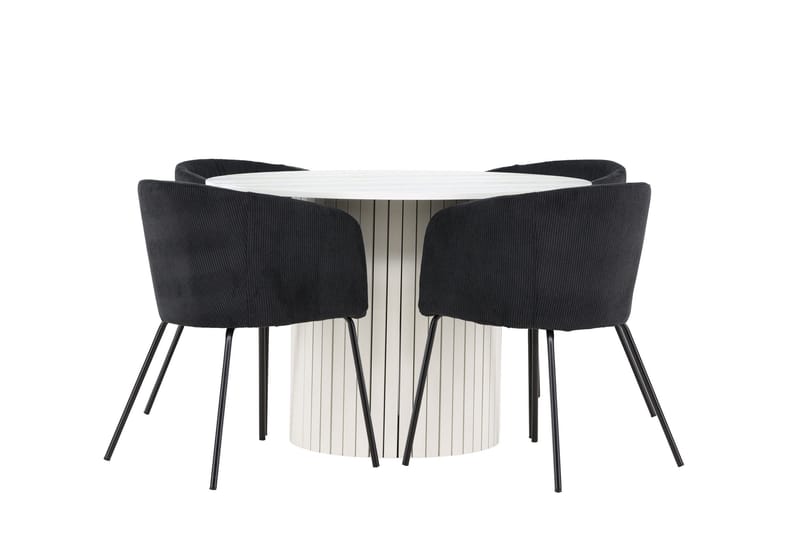 Härön Matgrupp 110 cm Rund med 4 Berit stolar - Vit/Svart - Möbler - Bord & matgrupper - Matgrupper