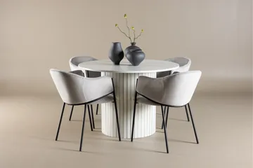 Härön Matgrupp 110 cm Rund med 4 Evelina stolar - Vit/Grå - Möbler - Bord & matgrupper - Matgrupper