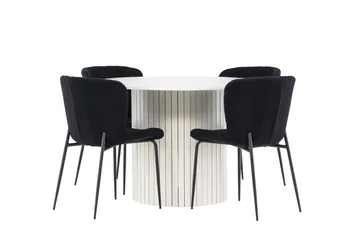 Härön Matgrupp 110 cm Rund med 4 Modesto stolar - Vit/Svart - Möbler - Bord & matgrupper - Matgrupper
