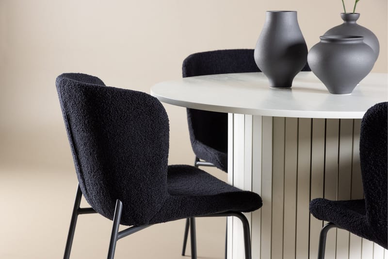 Härön Matgrupp 110 cm Rund med 4 Modesto stolar - Vit/Svart - Möbler - Bord & matgrupper - Matgrupper
