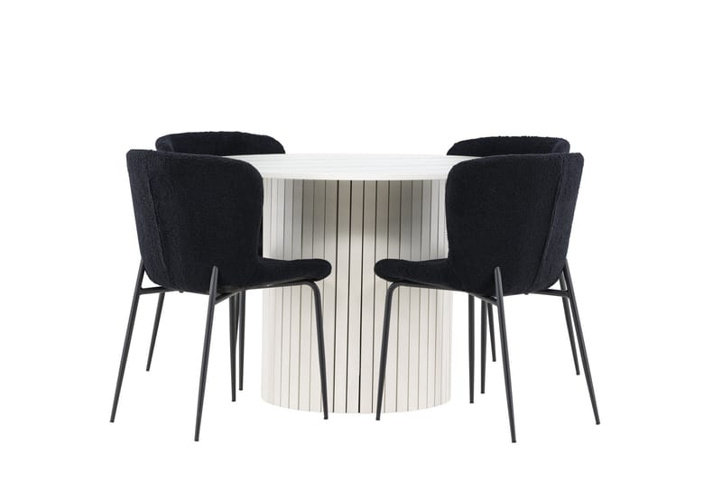 Härön Matgrupp 110 cm Rund med 4 Modesto stolar - Vit/Svart - Möbler - Bord & matgrupper - Matgrupper