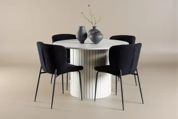 Härön Matgrupp 110 cm Rund med 4 Modesto stolar - Vit/Svart - Möbler - Bord & matgrupper - Matgrupper