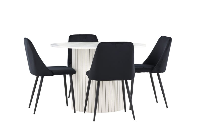 Härön Matgrupp 110 cm Rund med 4 Night stolar - Vit/Svart - Möbler - Bord & matgrupper - Matgrupper