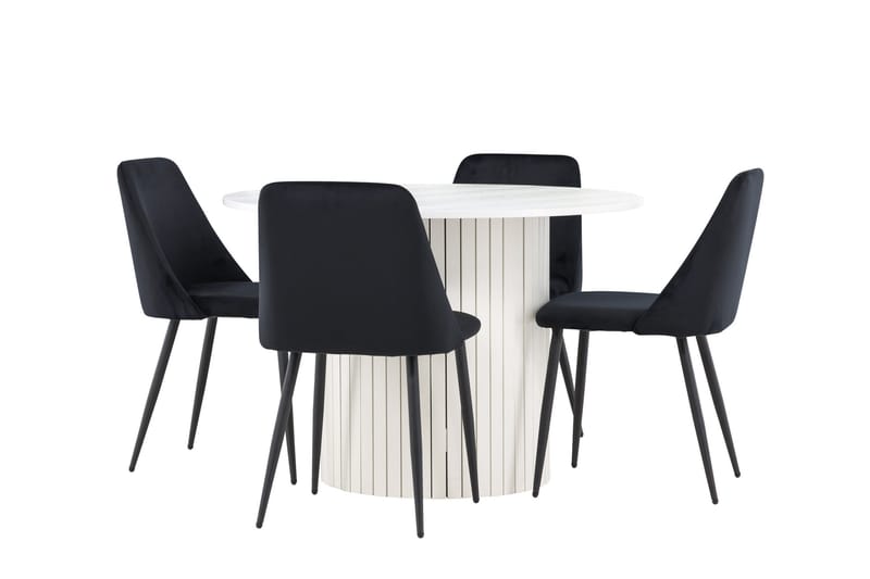 Härön Matgrupp 110 cm Rund med 4 Night stolar - Vit/Svart - Möbler - Bord & matgrupper - Matgrupper