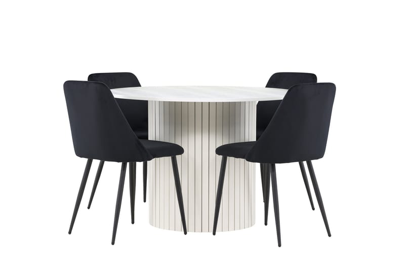 Härön Matgrupp 110 cm Rund med 4 Night stolar - Vit/Svart - Möbler - Bord & matgrupper - Matgrupper