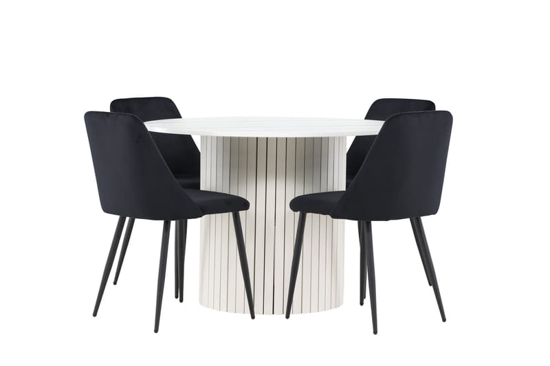 Härön Matgrupp 110 cm Rund med 4 Night stolar - Vit/Svart - Möbler - Bord & matgrupper - Matgrupper
