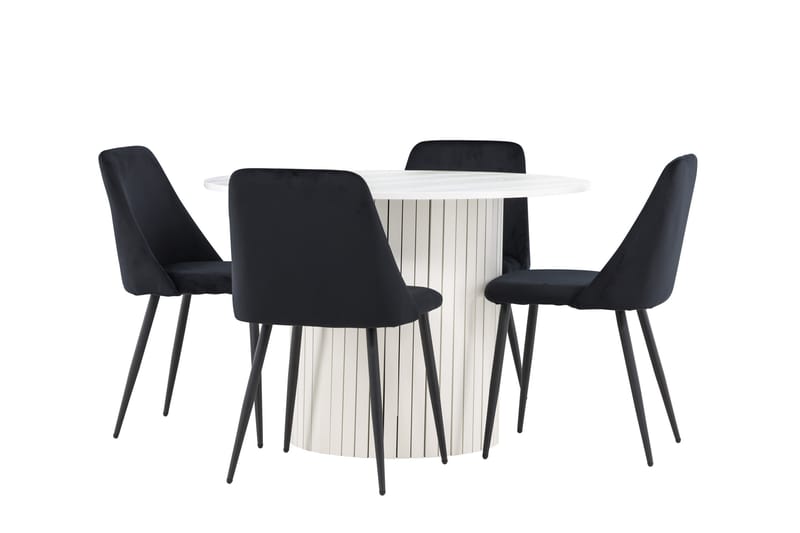 Härön Matgrupp 110 cm Rund med 4 Night stolar - Vit/Svart - Möbler - Bord & matgrupper - Matgrupper