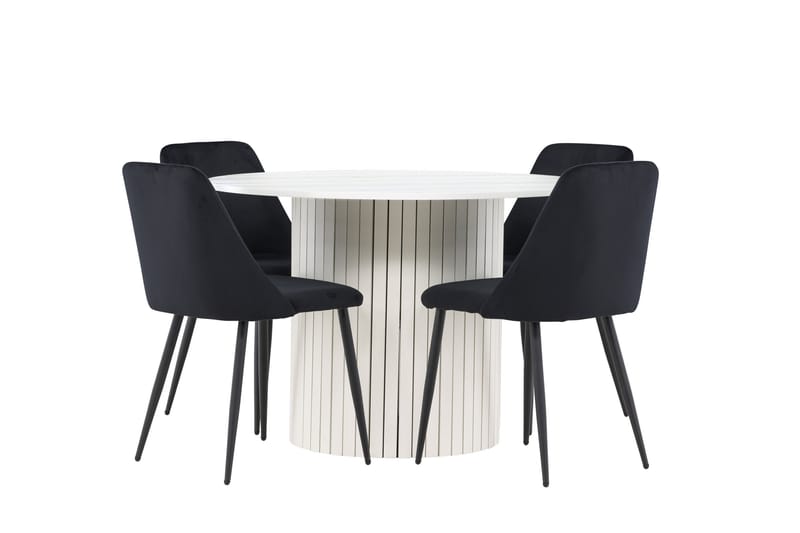 Härön Matgrupp 110 cm Rund med 4 Night stolar - Vit/Svart - Möbler - Bord & matgrupper - Matgrupper
