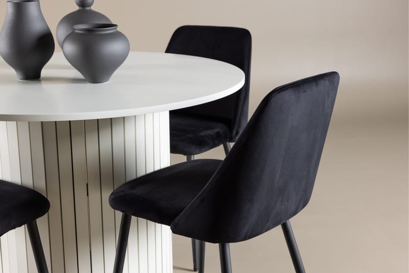 Härön Matgrupp 110 cm Rund med 4 Night stolar - Vit/Svart - Möbler - Bord & matgrupper - Matgrupper