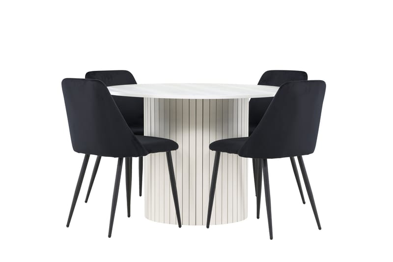Härön Matgrupp 110 cm Rund med 4 Night stolar - Vit/Svart - Möbler - Bord & matgrupper - Matgrupper