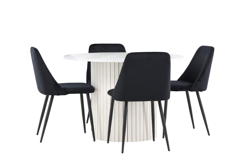 Härön Matgrupp 110 cm Rund med 4 Night stolar - Vit/Svart - Möbler - Bord & matgrupper - Matgrupper