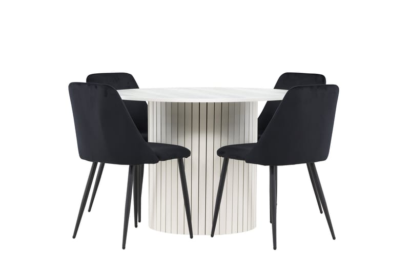 Härön Matgrupp 110 cm Rund med 4 Night stolar - Vit/Svart - Möbler - Bord & matgrupper - Matgrupper