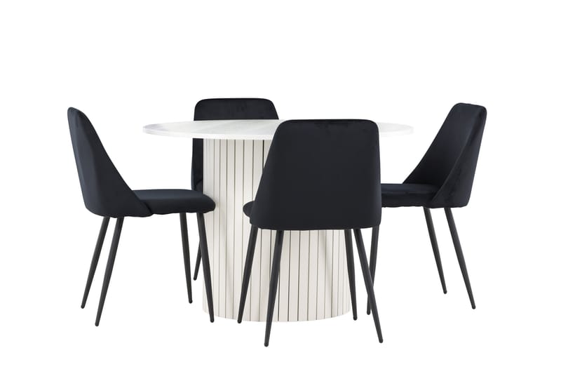 Härön Matgrupp 110 cm Rund med 4 Night stolar - Vit/Svart - Möbler - Bord & matgrupper - Matgrupper