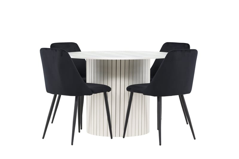 Härön Matgrupp 110 cm Rund med 4 Night stolar - Vit/Svart - Möbler - Bord & matgrupper - Matgrupper