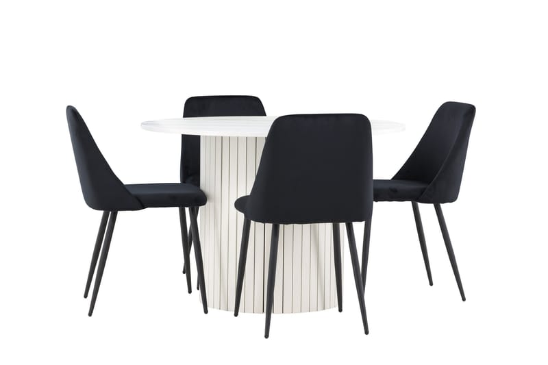 Härön Matgrupp 110 cm Rund med 4 Night stolar - Vit/Svart - Möbler - Bord & matgrupper - Matgrupper