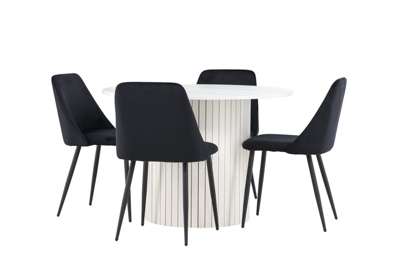 Härön Matgrupp 110 cm Rund med 4 Night stolar - Vit/Svart - Möbler - Bord & matgrupper - Matgrupper