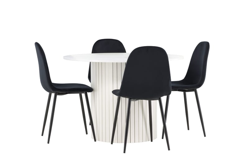 Härön Matgrupp 110 cm Rund med 4 Polar stolar - Vit/Svart - Möbler - Bord & matgrupper - Matgrupper