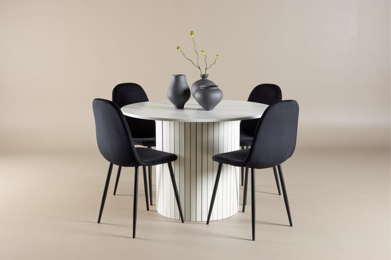 Härön Matgrupp 110 cm Rund med 4 Polar stolar - Vit/Svart - Möbler - Bord & matgrupper - Matgrupper