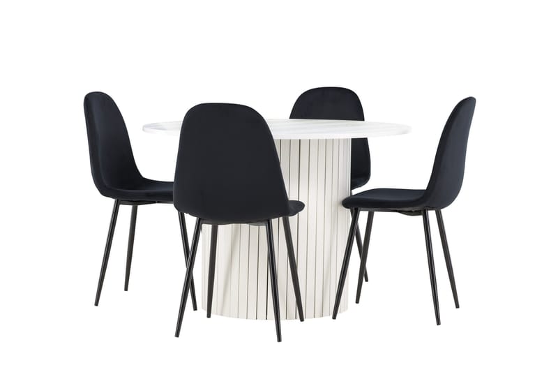 Härön Matgrupp 110 cm Rund med 4 Polar stolar - Vit/Svart - Möbler - Bord & matgrupper - Matgrupper