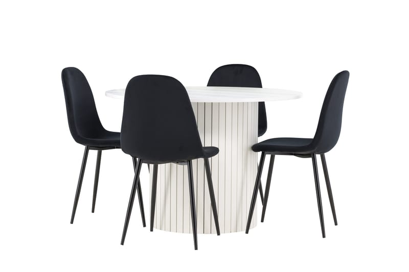 Härön Matgrupp 110 cm Rund med 4 Polar stolar - Vit/Svart - Möbler - Bord & matgrupper - Matgrupper
