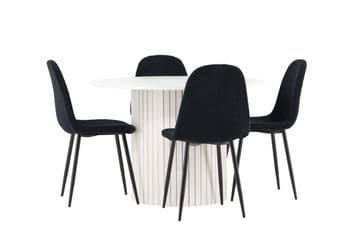 Härön Matgrupp 110 cm Rund med 4 Polar stolar - Vit/Svart - Möbler - Bord & matgrupper - Matgrupper